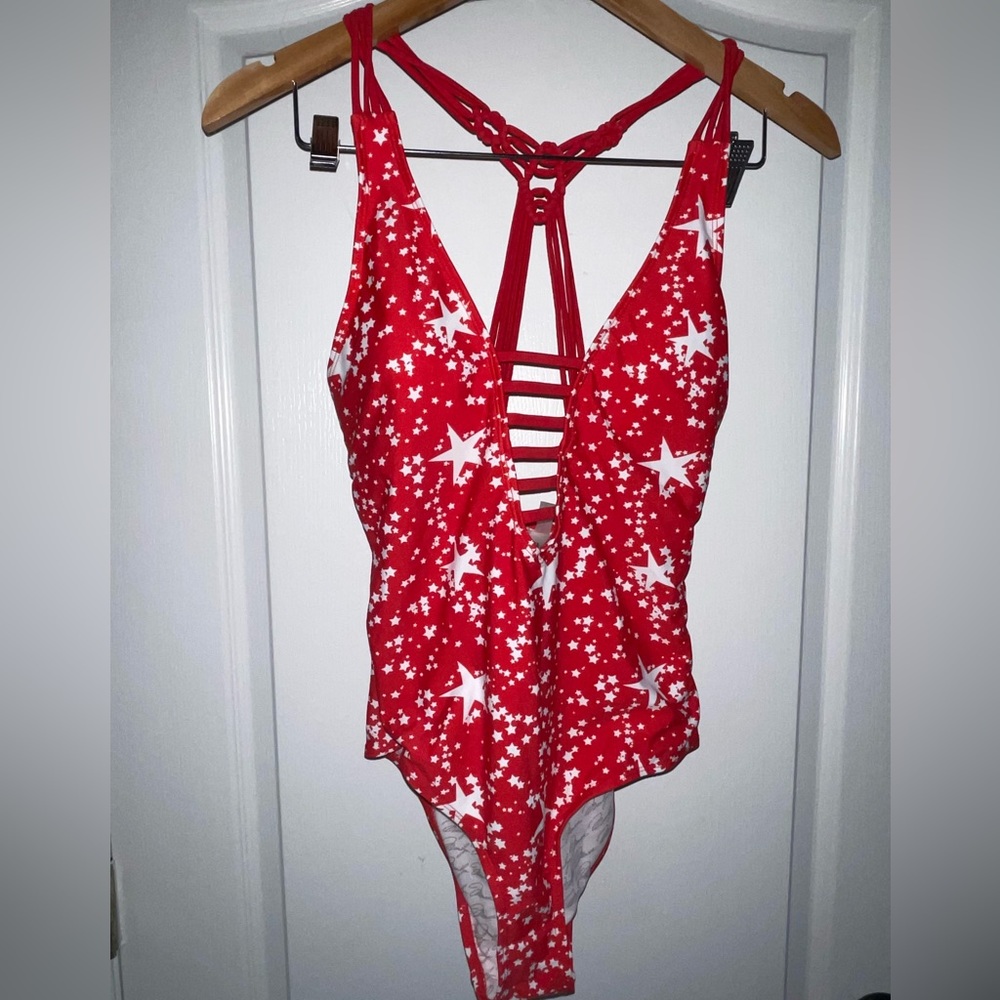 NEW WT Marilyn Monroe Swimsuit ~ 1 Piece Suit XL Americana Red w/ White Stars